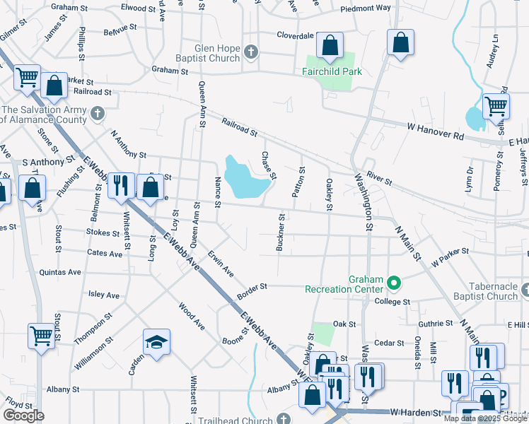 map of restaurants, bars, coffee shops, grocery stores, and more near 1401 Sidney Avenue in Burlington