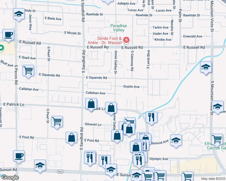 map of restaurants, bars, coffee shops, grocery stores, and more near 5980 Gary Stewart Lane in Las Vegas