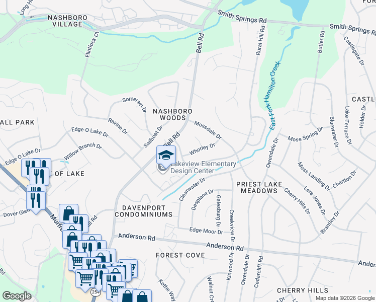 map of restaurants, bars, coffee shops, grocery stores, and more near 213 Whorley Drive in Nashville