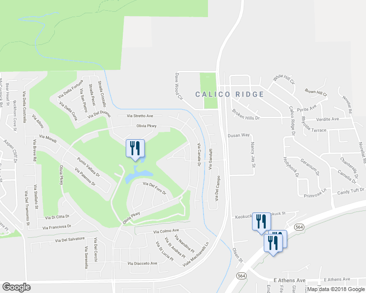 map of restaurants, bars, coffee shops, grocery stores, and more near 1073 Via Prato Lane in Henderson