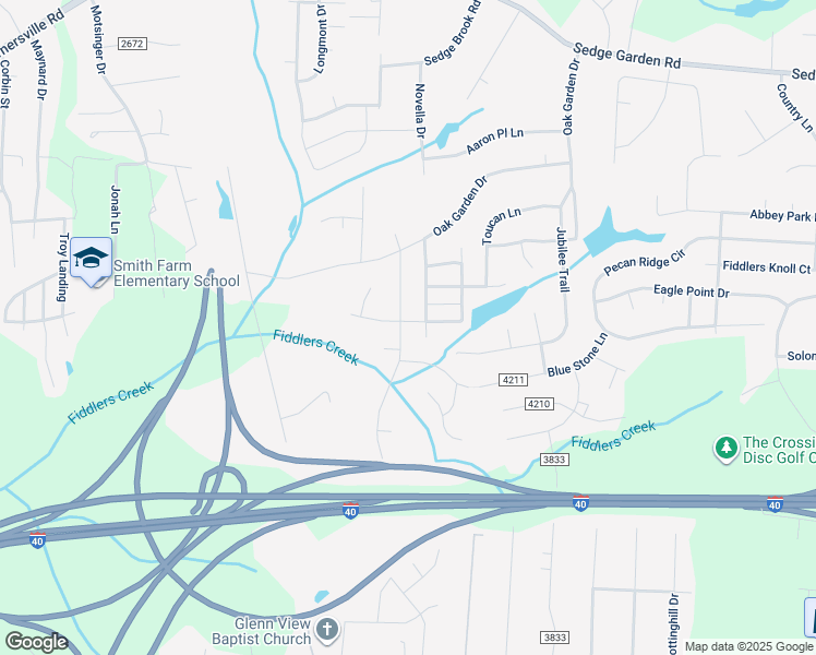 map of restaurants, bars, coffee shops, grocery stores, and more near 1905 Embark Drive in Kernersville
