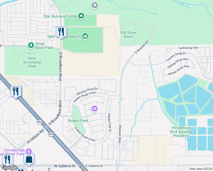 map of restaurants, bars, coffee shops, grocery stores, and more near 1077 Deep Well Court in Henderson