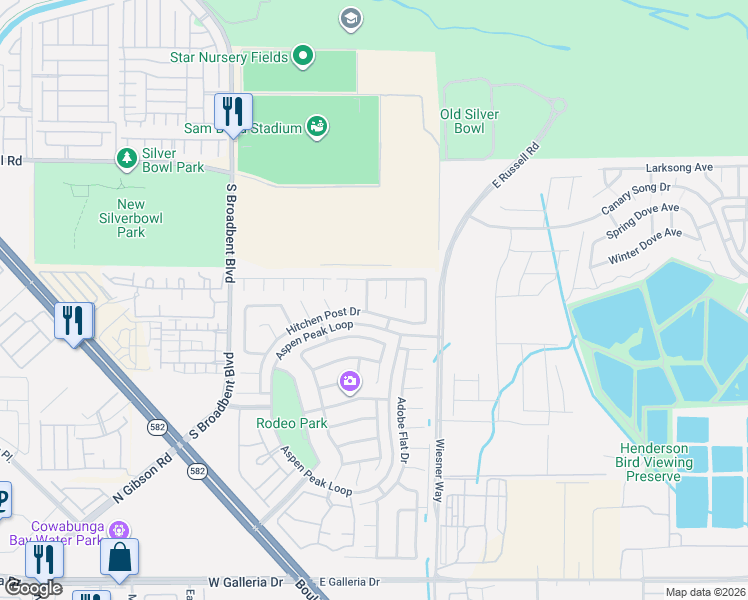 map of restaurants, bars, coffee shops, grocery stores, and more near 1077 Deep Well Court in Henderson