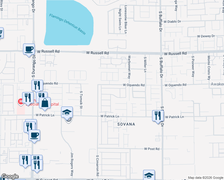 map of restaurants, bars, coffee shops, grocery stores, and more near 8050 W Oquendo Rd in Las Vegas