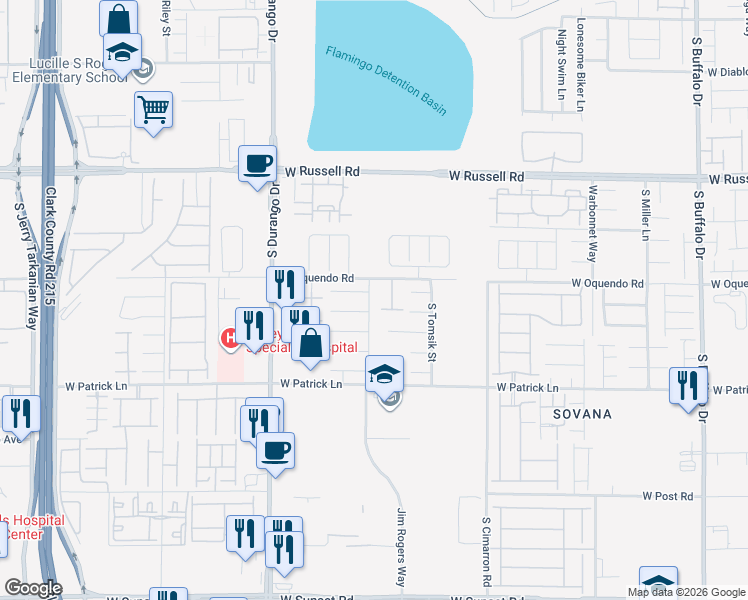 map of restaurants, bars, coffee shops, grocery stores, and more near 5920 Fly Fisher Street in Las Vegas