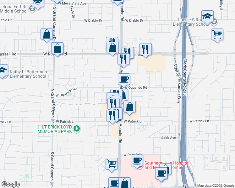 map of restaurants, bars, coffee shops, grocery stores, and more near in Spring Valley