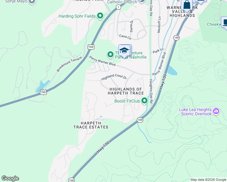 map of restaurants, bars, coffee shops, grocery stores, and more near in Nashville