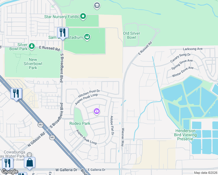map of restaurants, bars, coffee shops, grocery stores, and more near 1077 Deep Well Court in Henderson