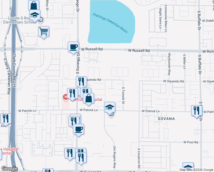 map of restaurants, bars, coffee shops, grocery stores, and more near 5920 Fly Fisher Street in Las Vegas