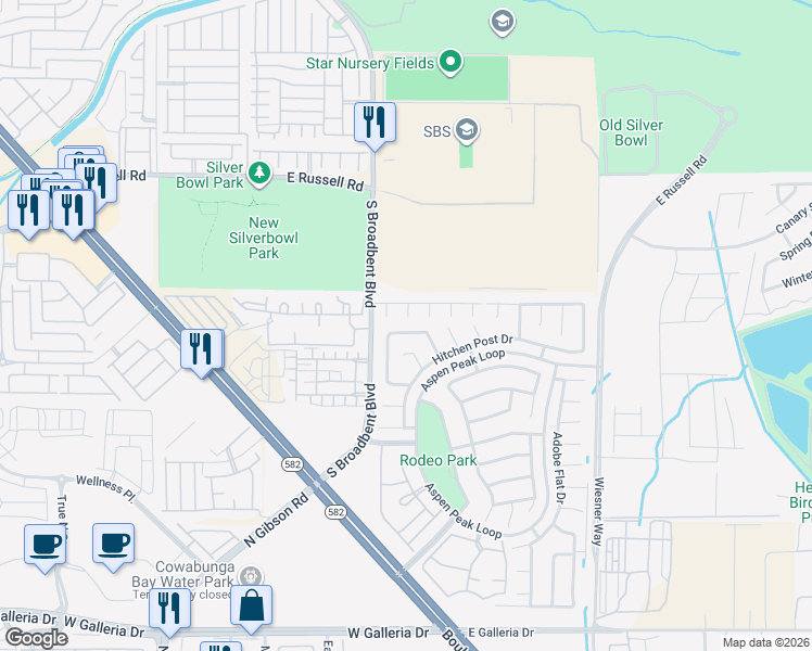 map of restaurants, bars, coffee shops, grocery stores, and more near 5939 Smokey Quartz Court in Henderson