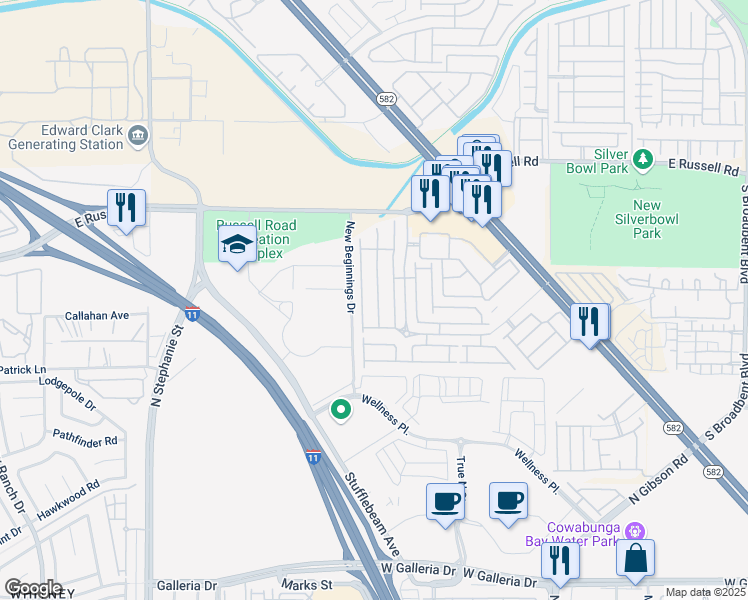 map of restaurants, bars, coffee shops, grocery stores, and more near 5967 Aimless Street in Henderson