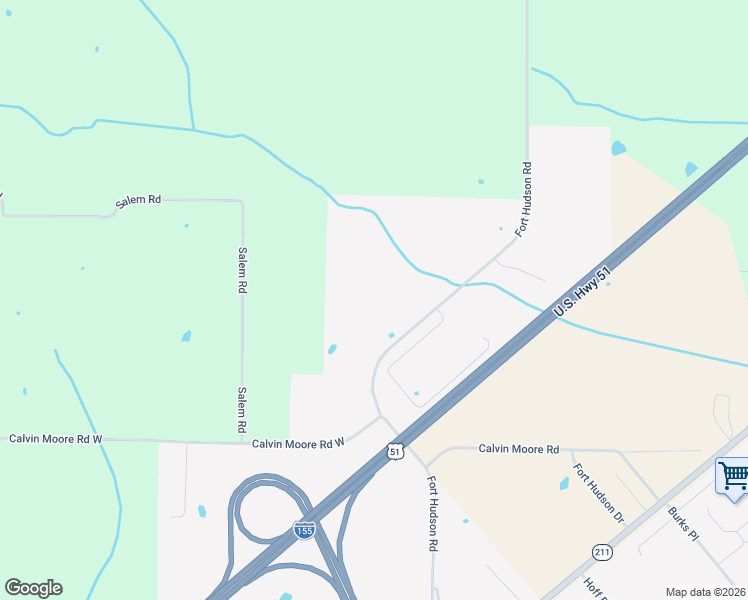 map of restaurants, bars, coffee shops, grocery stores, and more near 2962 Fort Hudson Road in Dyersburg