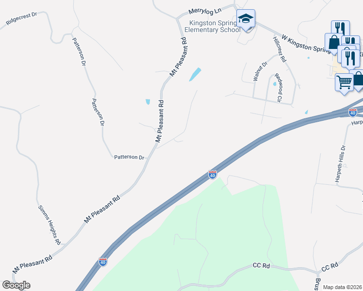 map of restaurants, bars, coffee shops, grocery stores, and more near 1000 Blackburn Court in Kingston Springs