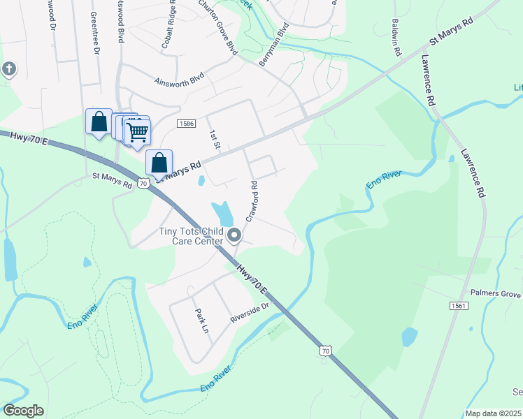 map of restaurants, bars, coffee shops, grocery stores, and more near 220 Crawford Road in Hillsborough