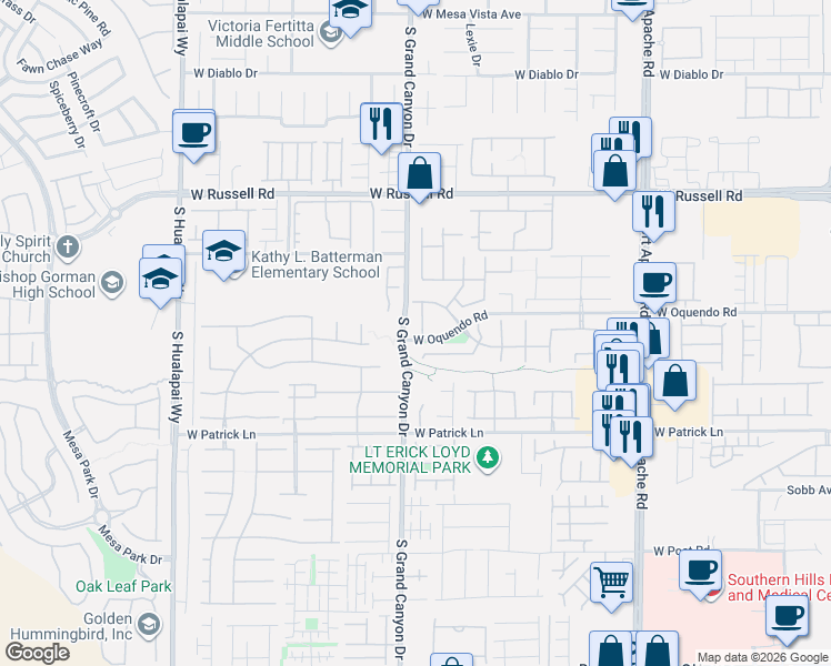 map of restaurants, bars, coffee shops, grocery stores, and more near 5925 Vintage Garden Court in Las Vegas
