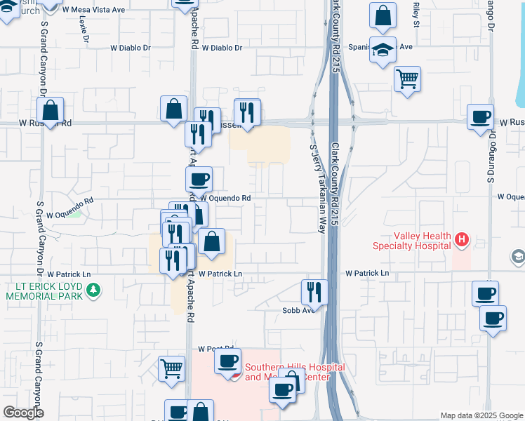 map of restaurants, bars, coffee shops, grocery stores, and more near 9239 Beltana Court in Las Vegas