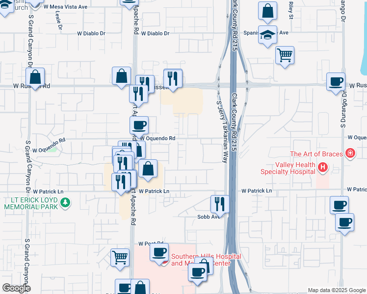 map of restaurants, bars, coffee shops, grocery stores, and more near 9239 Beltana Court in Las Vegas