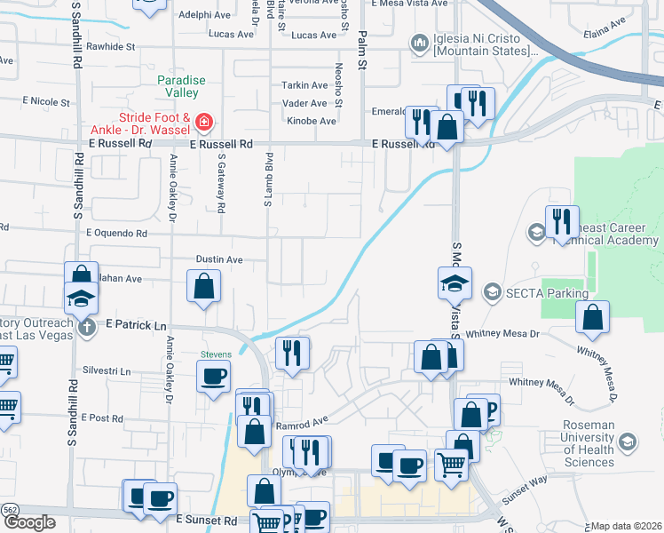 map of restaurants, bars, coffee shops, grocery stores, and more near 4314 Callahan Avenue in Las Vegas