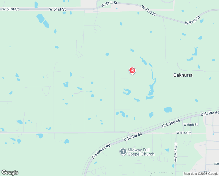 map of restaurants, bars, coffee shops, grocery stores, and more near 5658 South 81st West Avenue in Tulsa
