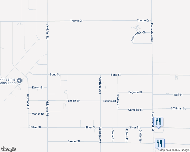 map of restaurants, bars, coffee shops, grocery stores, and more near 2351 Bond Street in Pahrump