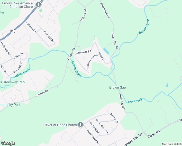 map of restaurants, bars, coffee shops, grocery stores, and more near 7102 Periwinkle Road in Knoxville