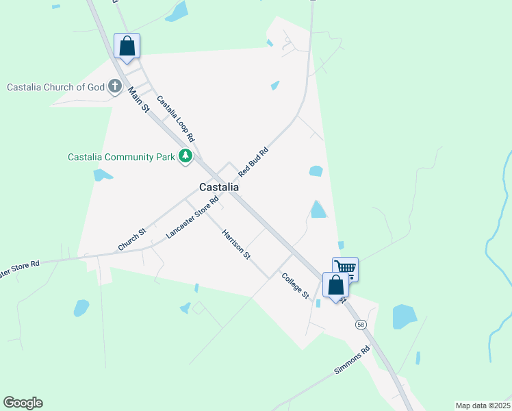 map of restaurants, bars, coffee shops, grocery stores, and more near 9377 Main Street in Castalia
