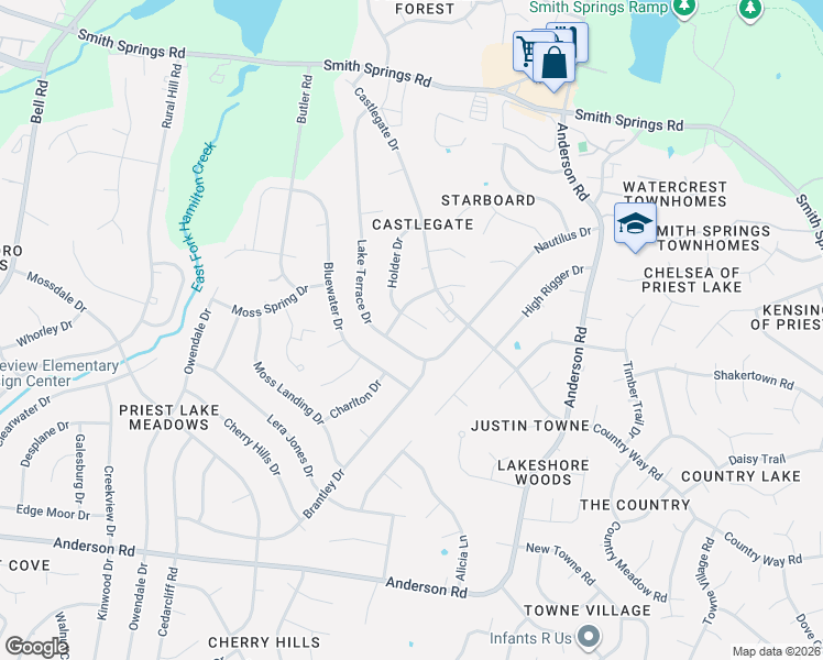 map of restaurants, bars, coffee shops, grocery stores, and more near 806 Holder Court in Nashville