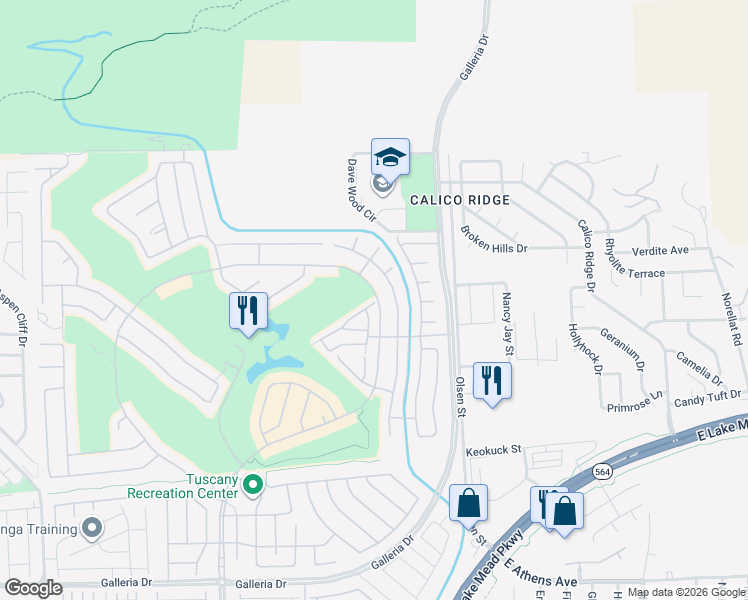 map of restaurants, bars, coffee shops, grocery stores, and more near 1093 Via Prato Lane in Henderson