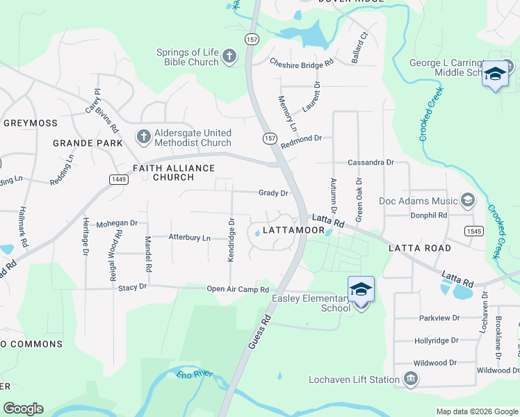 map of restaurants, bars, coffee shops, grocery stores, and more near 9 Siena Street in Durham