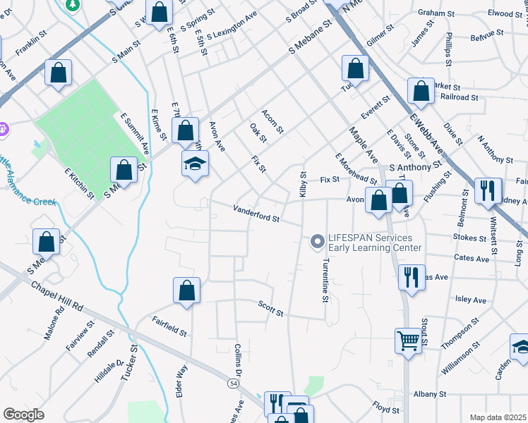 map of restaurants, bars, coffee shops, grocery stores, and more near 873 Everett Street in Burlington