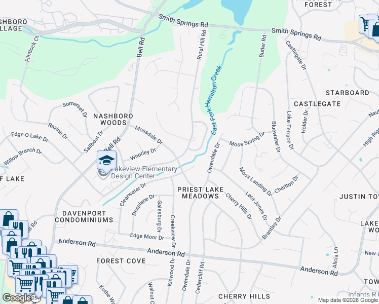 map of restaurants, bars, coffee shops, grocery stores, and more near 506 Rural Hill Road in Nashville