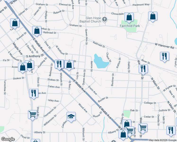 map of restaurants, bars, coffee shops, grocery stores, and more near 1209 Sidney Avenue in Burlington