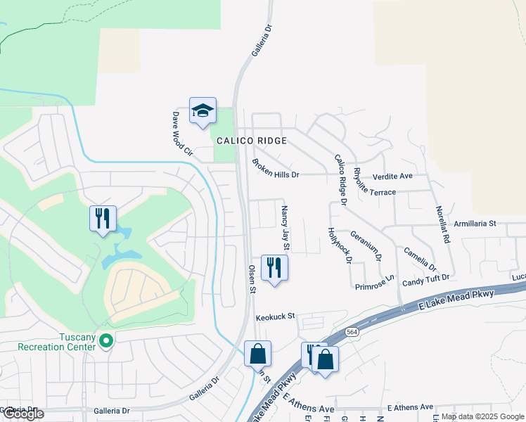 map of restaurants, bars, coffee shops, grocery stores, and more near 3811 Olsen Street in Henderson