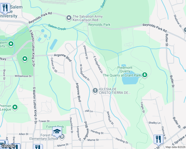 map of restaurants, bars, coffee shops, grocery stores, and more near 1320 Palmetto Drive in Winston-Salem