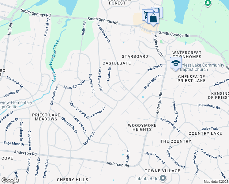 map of restaurants, bars, coffee shops, grocery stores, and more near 808 Holder Court in Nashville