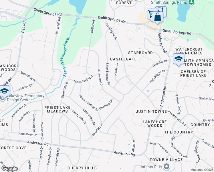 map of restaurants, bars, coffee shops, grocery stores, and more near 716 Lake Terrace Drive in Nashville