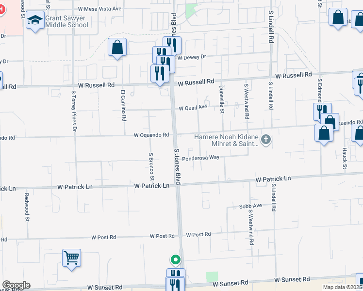 map of restaurants, bars, coffee shops, grocery stores, and more near in Las Vegas
