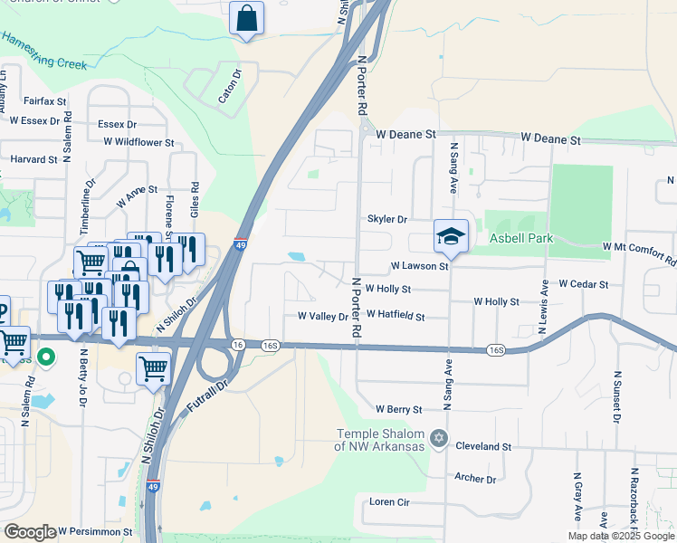 map of restaurants, bars, coffee shops, grocery stores, and more near 1343 North England Link in Fayetteville