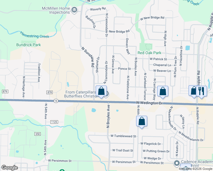map of restaurants, bars, coffee shops, grocery stores, and more near 1284 North Cannondale Drive in Fayetteville