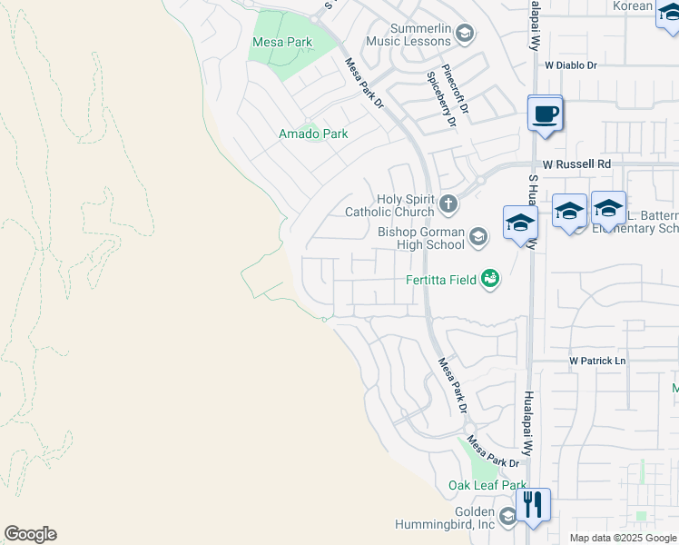 map of restaurants, bars, coffee shops, grocery stores, and more near 5864 Sky Ridge Falls Drive in Las Vegas
