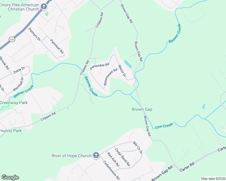 map of restaurants, bars, coffee shops, grocery stores, and more near 7102 Periwinkle Road in Knoxville