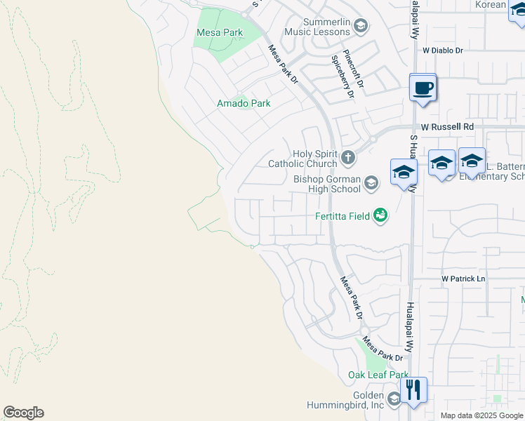 map of restaurants, bars, coffee shops, grocery stores, and more near 5864 Sky Ridge Falls Drive in Las Vegas