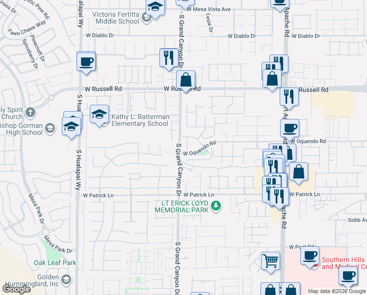 map of restaurants, bars, coffee shops, grocery stores, and more near 5925 Vintage Garden Court in Las Vegas