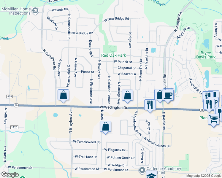 map of restaurants, bars, coffee shops, grocery stores, and more near 4532 West Franciscan Trail in Fayetteville