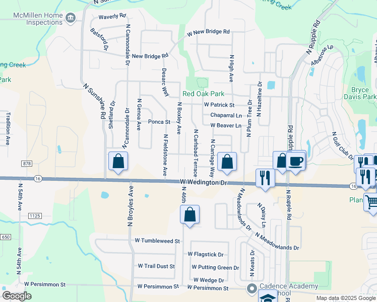 map of restaurants, bars, coffee shops, grocery stores, and more near 4532 West Franciscan Trail in Fayetteville