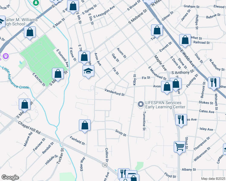 map of restaurants, bars, coffee shops, grocery stores, and more near 873 Everett Street in Burlington