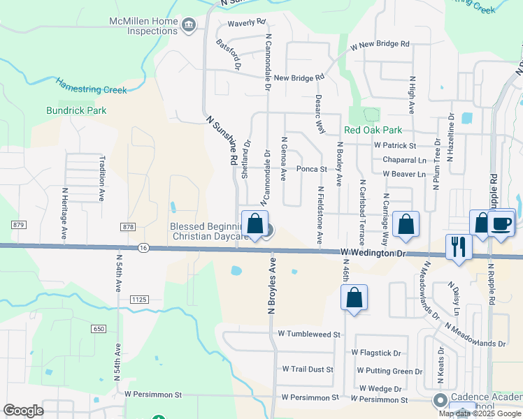 map of restaurants, bars, coffee shops, grocery stores, and more near 1284 North Cannondale Drive in Fayetteville