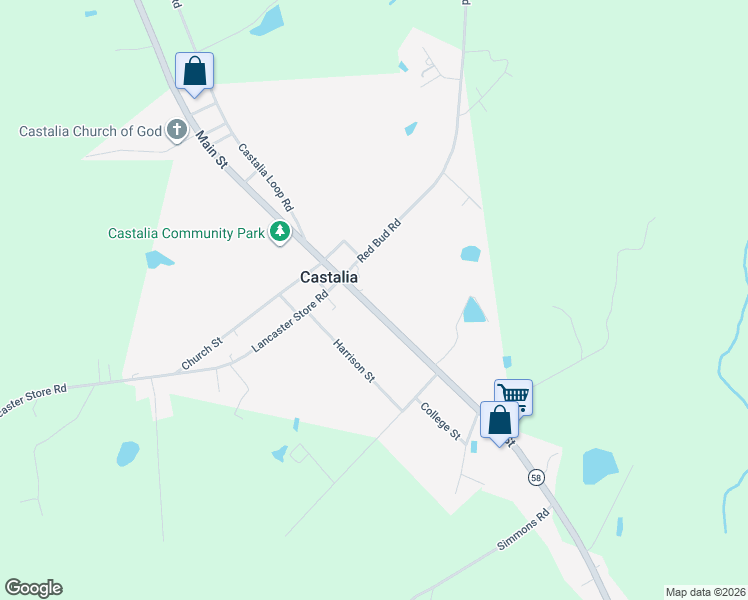 map of restaurants, bars, coffee shops, grocery stores, and more near 9407 Main Street in Castalia