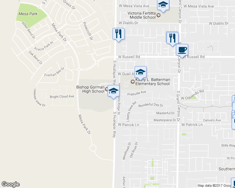 map of restaurants, bars, coffee shops, grocery stores, and more near 5927 Honeysuckle Ridge Street in Las Vegas