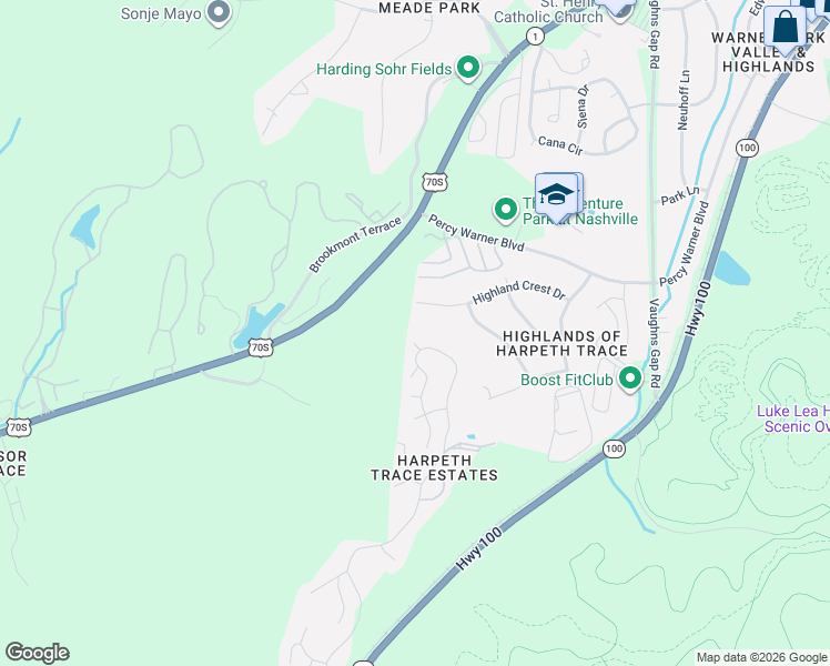 map of restaurants, bars, coffee shops, grocery stores, and more near 573 Harpeth Trace Drive in Nashville